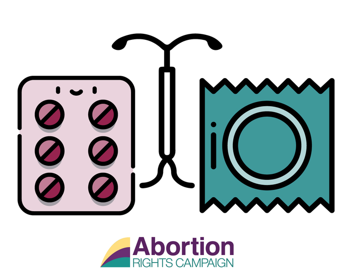 Graphic of a pack of contraceptive pills, an interunterine device and a condom. ARC logo underneath.