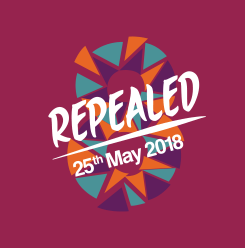 Figure eight on a maroon background with "Repealed 25th May 2018" across it in white text