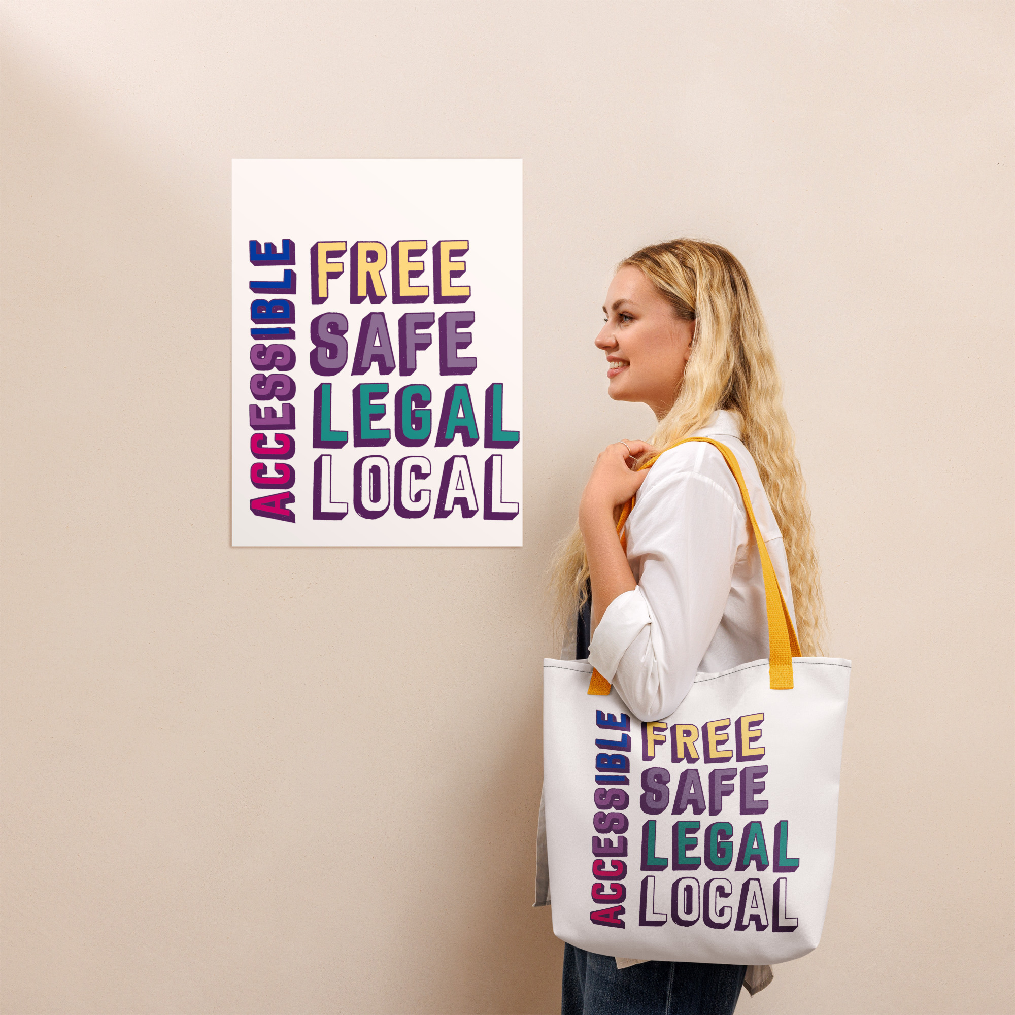 Free Safe Legal Local Accessible (bi pride colours) tote bag - Image 2