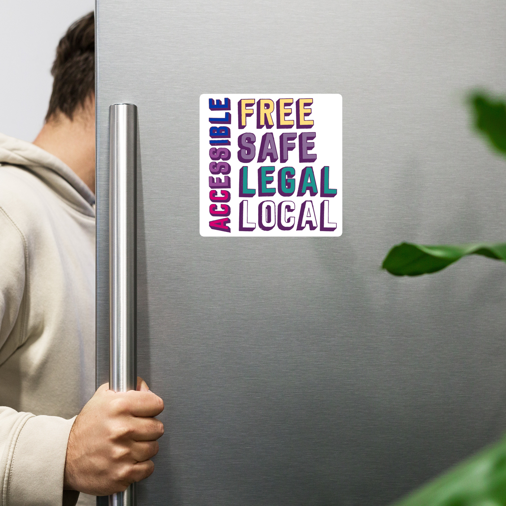 Free Safe Legal Local Accessible (bi pride) magnet