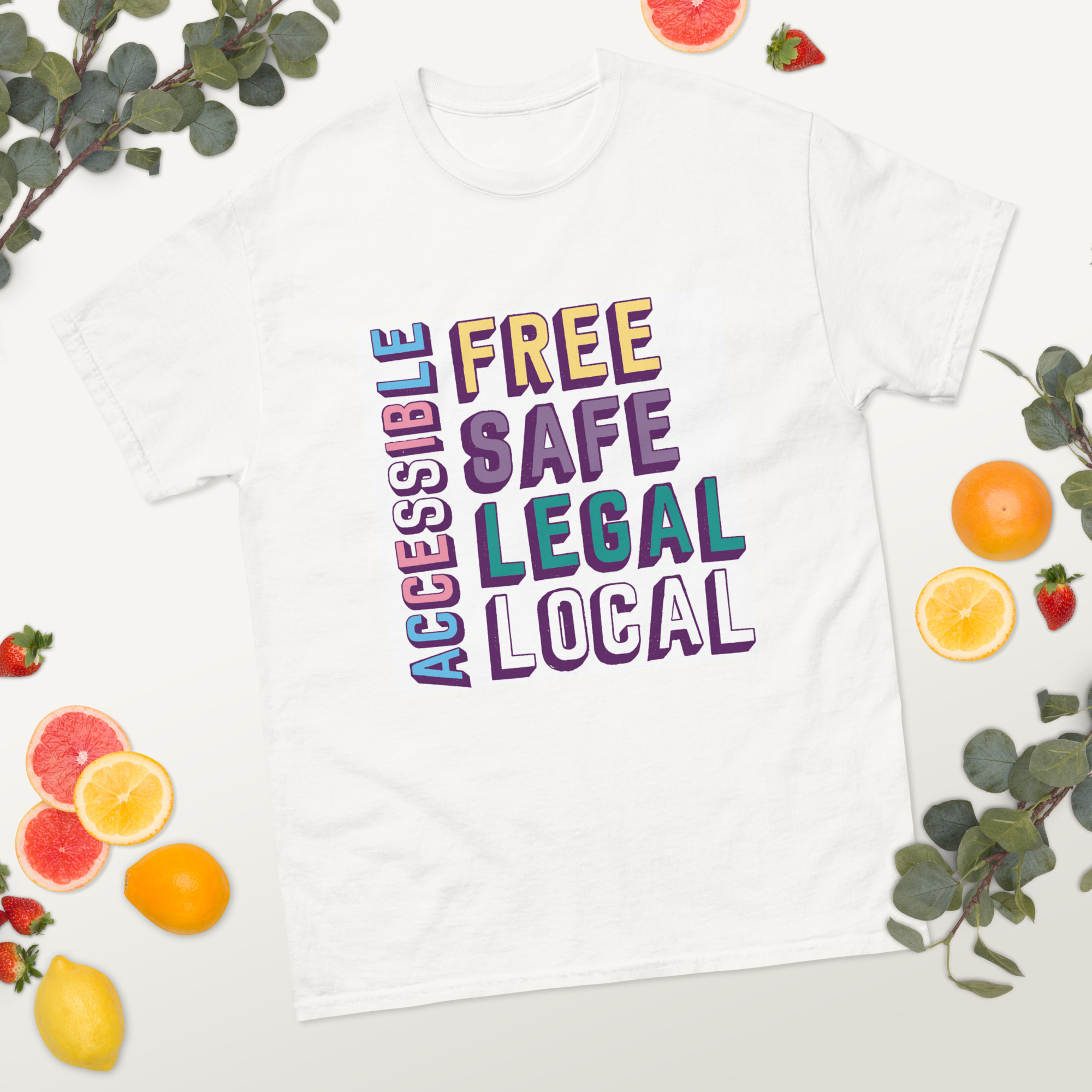 Free Safe Legal Local Accessible (trans pride colours) unisex classic tee - Image 2